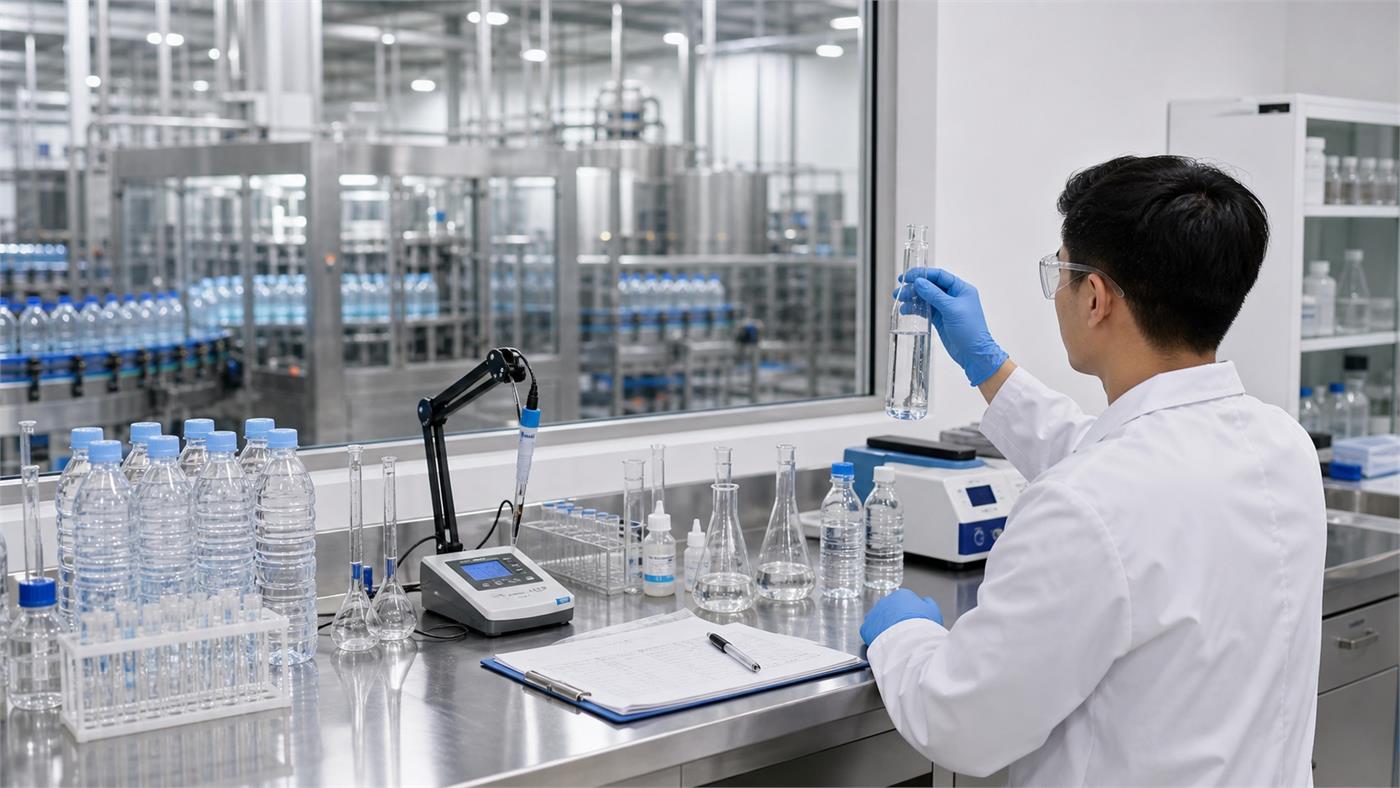 Water quality testing lab for bottled water plant quality control